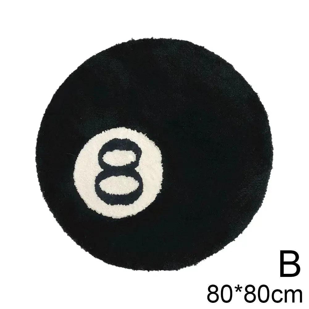 Black Simulation Billiards 8 Ball Round Flocking Carpet Bedroom Living Room Plush Rug Bathroom Anti-slip Floor Mat Home Decor