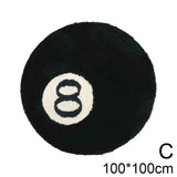 Black Simulation Billiards 8 Ball Round Flocking Carpet Bedroom Living Room Plush Rug Bathroom Anti-slip Floor Mat Home Decor