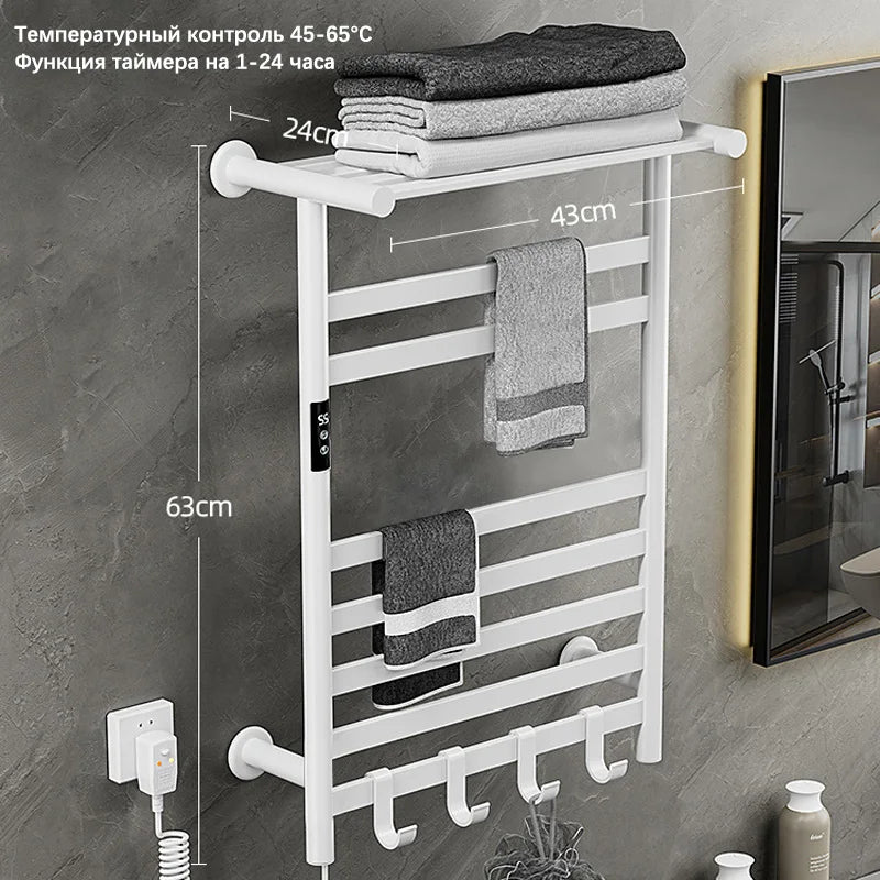 Black/White/Gray Towel Dryer.Digital Display Electric Towel Rack With Shelf.Bathroom Temperature Control Timing Towel Warmer.