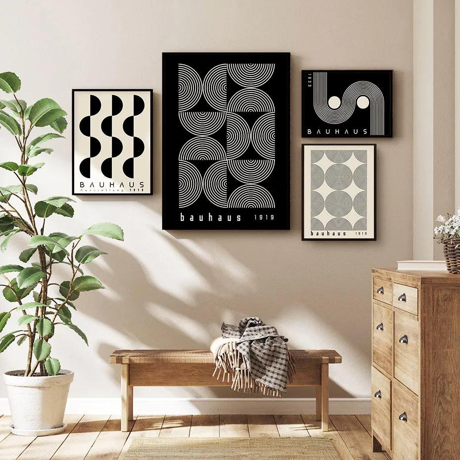 Boho Bauhaus Artwork Poster Mid Century Modern Wall Art Canvas Painting Retro Print Picture Living Room Gallery Interior Decor