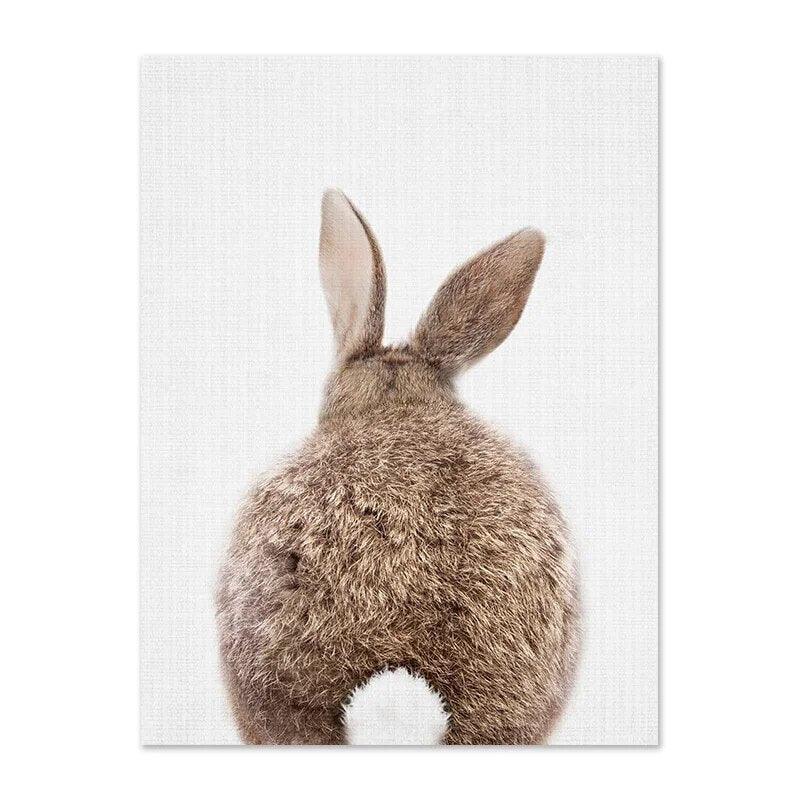 Bunny Rabbit Tail Wall Art Woodland Animal Poster Canvas Painting Nursery Print Children Picture Nordic Kids Baby Room Decor