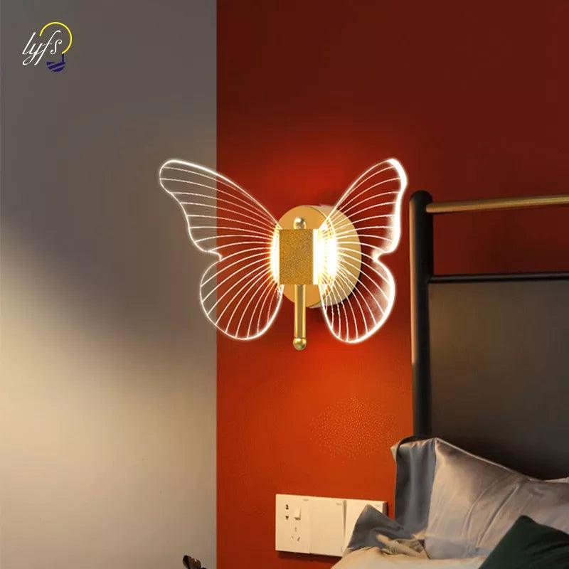 Butterfly LED Wall Lamp Indoor Lighting Home Bedroom Bedside Table Living Room Decoration Nordic Interior Wall Light Sconces