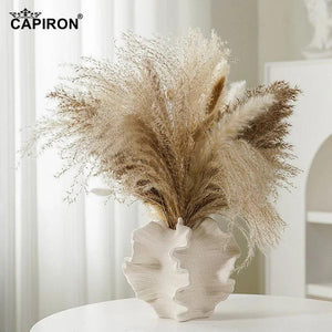 CAPIRON Ceramic Coral Vase Nordic Art Beige Matte Container for Flower Pampas Grass Living Room Tabletop Centerpieces Decoration