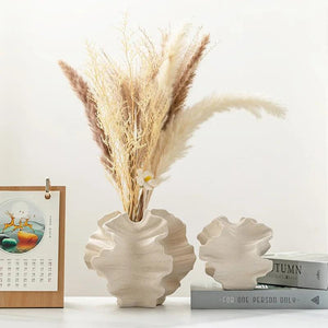 CAPIRON Ceramic Coral Vase Nordic Art Beige Matte Container for Flower Pampas Grass Living Room Tabletop Centerpieces Decoration