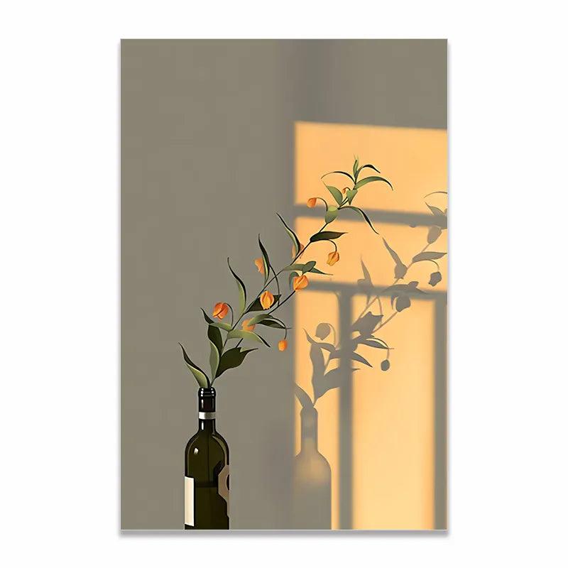 Canvas Print Painting Posters Sunset Light Leaves Flowers Korean Ins Style Modern Nordic Wall Picture Art Porch Room Home Decor