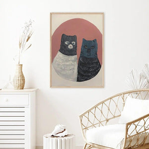 Cat with Mask Canvas Prints Painting Posters Thief Cat Animal Modern Nordic Wall Pictures Art for Kids Room Bedroom Home Decor