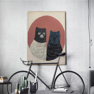 Cat with Mask Canvas Prints Painting Posters Thief Cat Animal Modern Nordic Wall Pictures Art for Kids Room Bedroom Home Decor