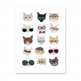 Cats Dogs Monkey Rabbit Guinea Pig with Glasses Animal Canvas Painting Wall Art Poster Kids Baby Room Decoration Nursery Decor