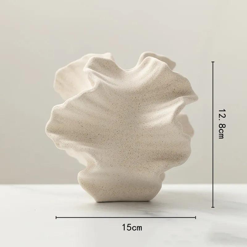 Ceramic Vase Geometric Wavy Patterns Petal Shape Porcelain Crafts Accessories for Flower Arrangement Flower Vase Home Decoration