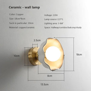 Ceramic Wall Lamp Led European Simple Bedside Lamps Modern Living Room Study Pull Rope Iron art Wall Lighting Yard light