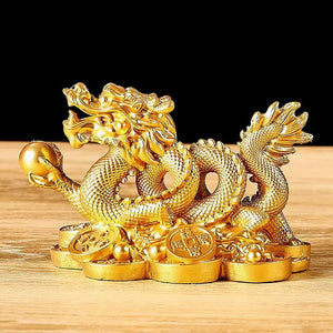 Chinese Auspicious Money Dragon Statuette Resin Sculpture Feng Shui Decoration Home Living Room Bedroom Office Figurines