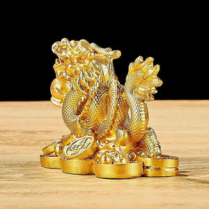 Chinese Auspicious Money Dragon Statuette Resin Sculpture Feng Shui Decoration Home Living Room Bedroom Office Figurines