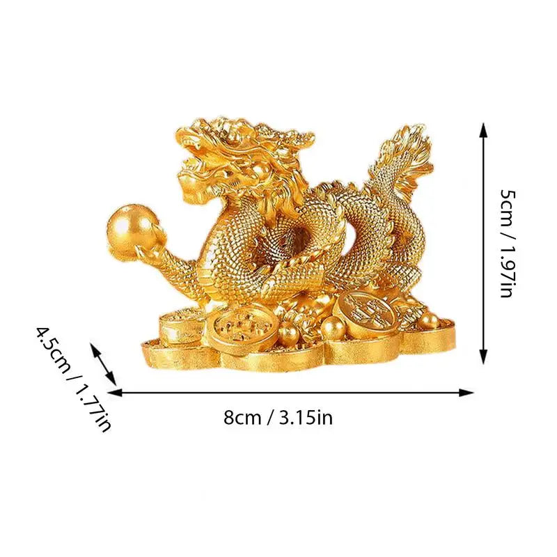 Chinese Auspicious Money Dragon Statuette Resin Sculpture Feng Shui Decoration Home Living Room Bedroom Office Figurines