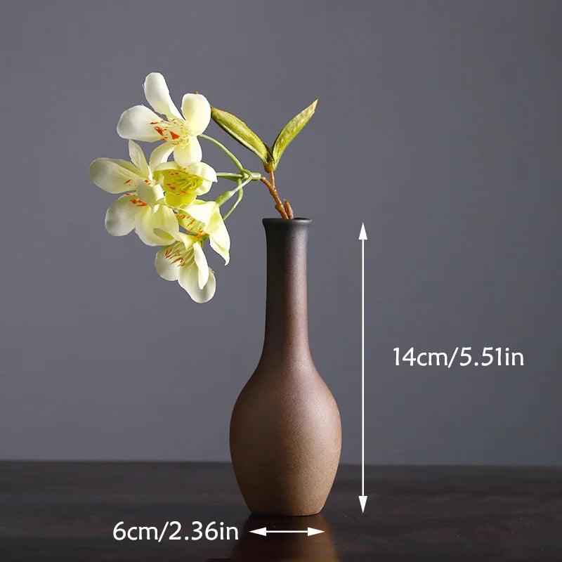 Chinese Retro Zen Vase for Tabletop Decoration, Ceramic Flower Insert, Small Vase, Hydroponic Flower Device, Tabletop Decoration