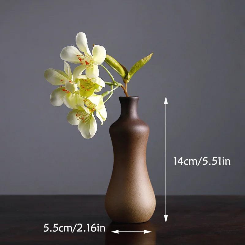 Chinese Retro Zen Vase for Tabletop Decoration, Ceramic Flower Insert, Small Vase, Hydroponic Flower Device, Tabletop Decoration