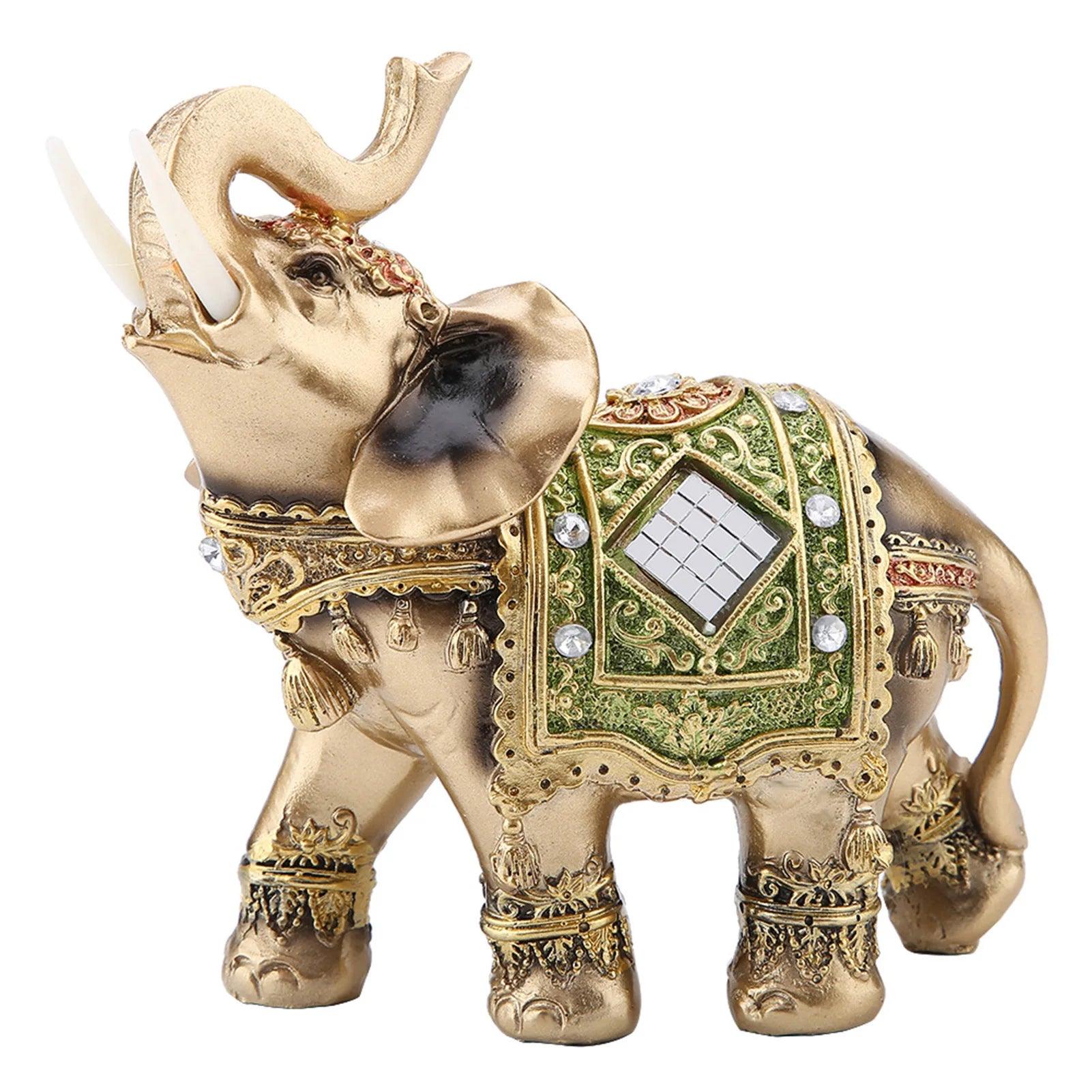 Chinese Traditional Feng Shui Lucky Elephant Statue Resin Wealth Animal Sculpture Elephant Figurine Ornament Home Decoration