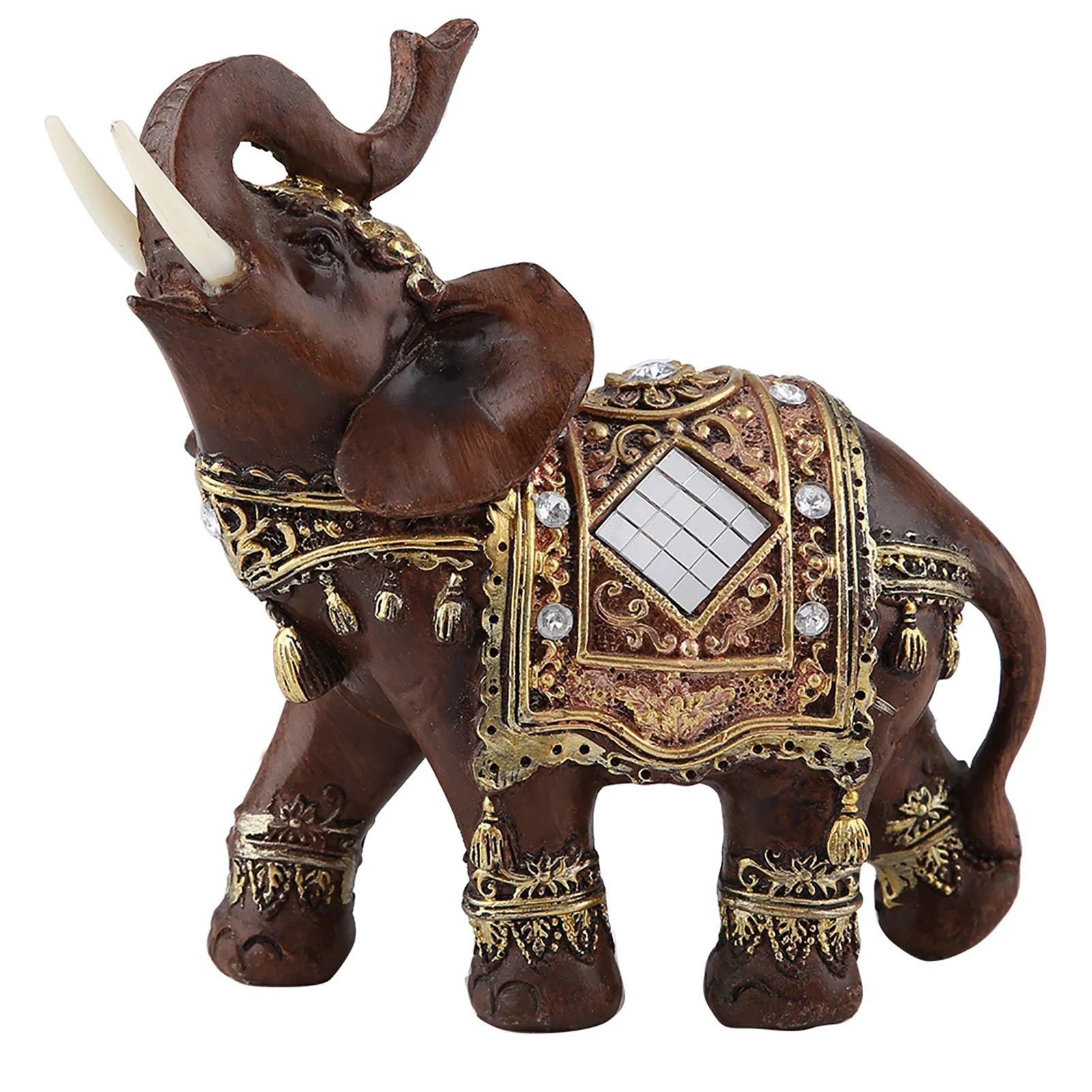 Chinese Traditional Feng Shui Lucky Elephant Statue Resin Wealth Animal Sculpture Elephant Figurine Ornament Home Decoration