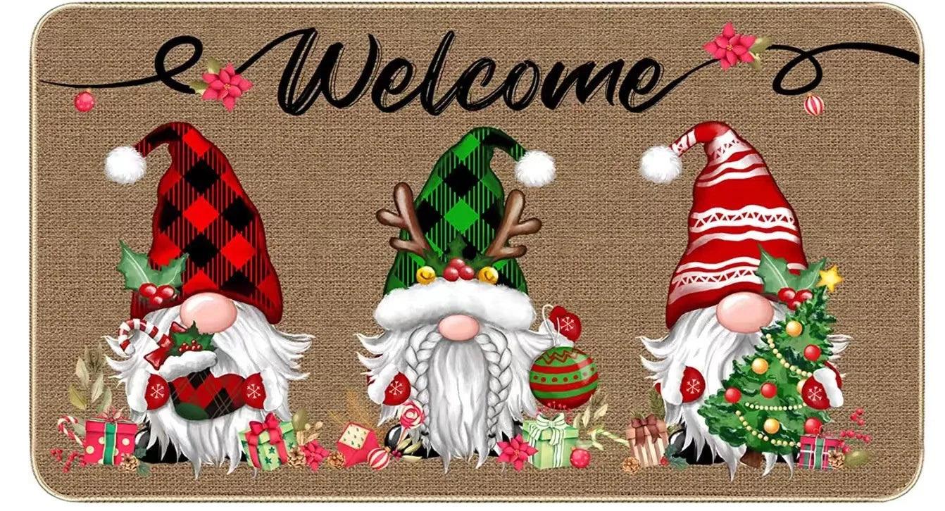 Christmas Welcome Gnome Doormat Front Porch Rugs Welcome Mat Christmas Gnome Door Mat Indoor Outdoor Doormats Entrance Carpet