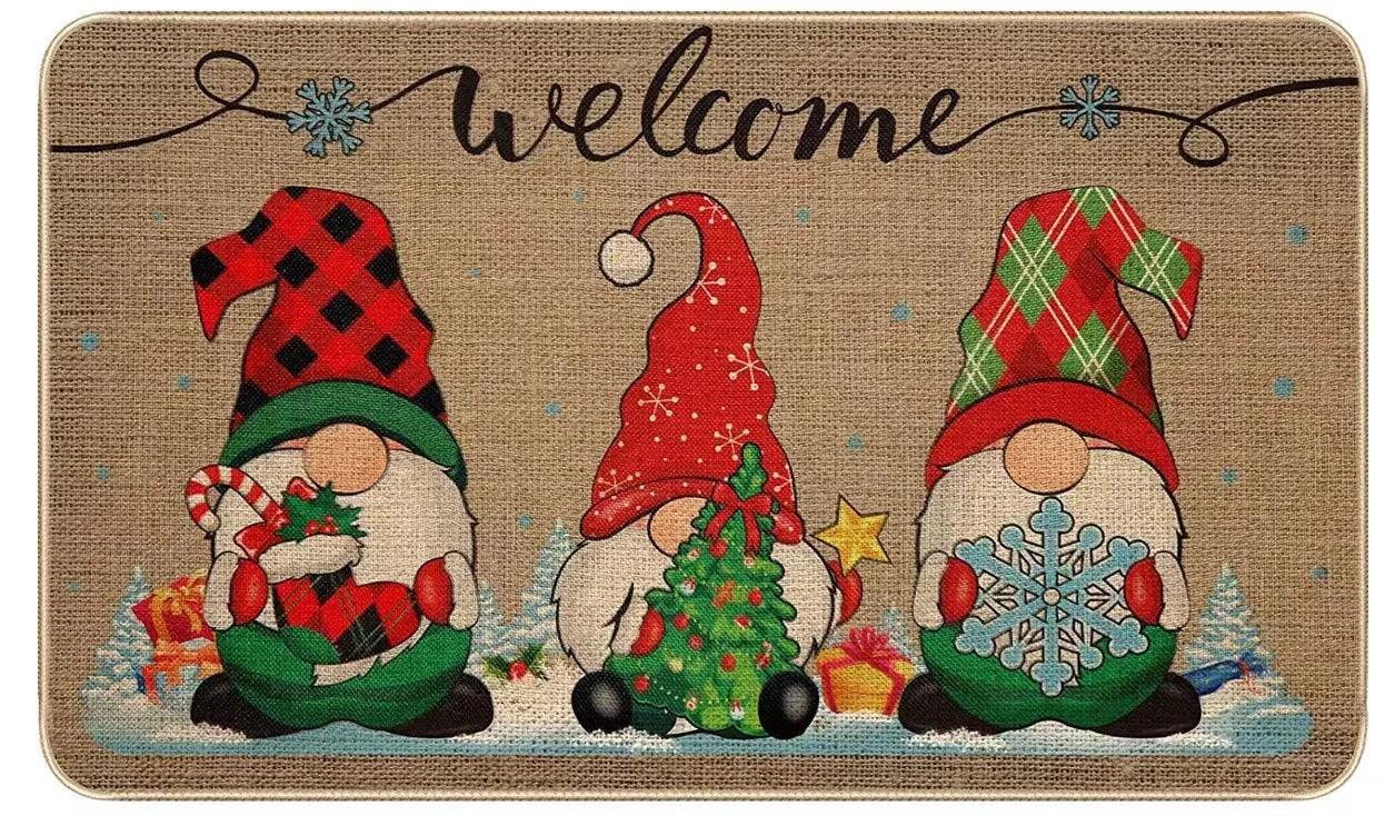 Christmas Welcome Gnome Doormat Front Porch Rugs Welcome Mat Christmas Gnome Door Mat Indoor Outdoor Doormats Entrance Carpet