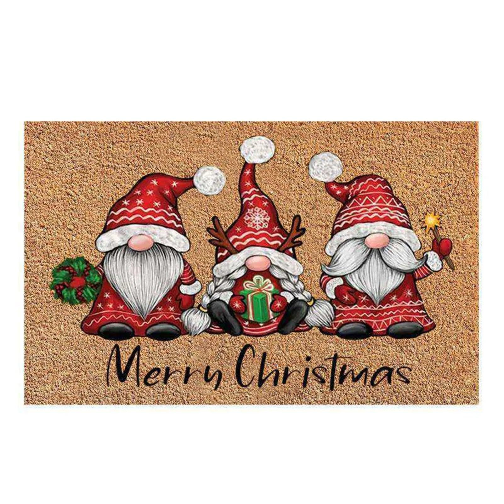 Christmas Welcome Gnome Doormat Front Porch Rugs Welcome Mat Christmas Gnome Door Mat Indoor Outdoor Doormats Entrance Carpet