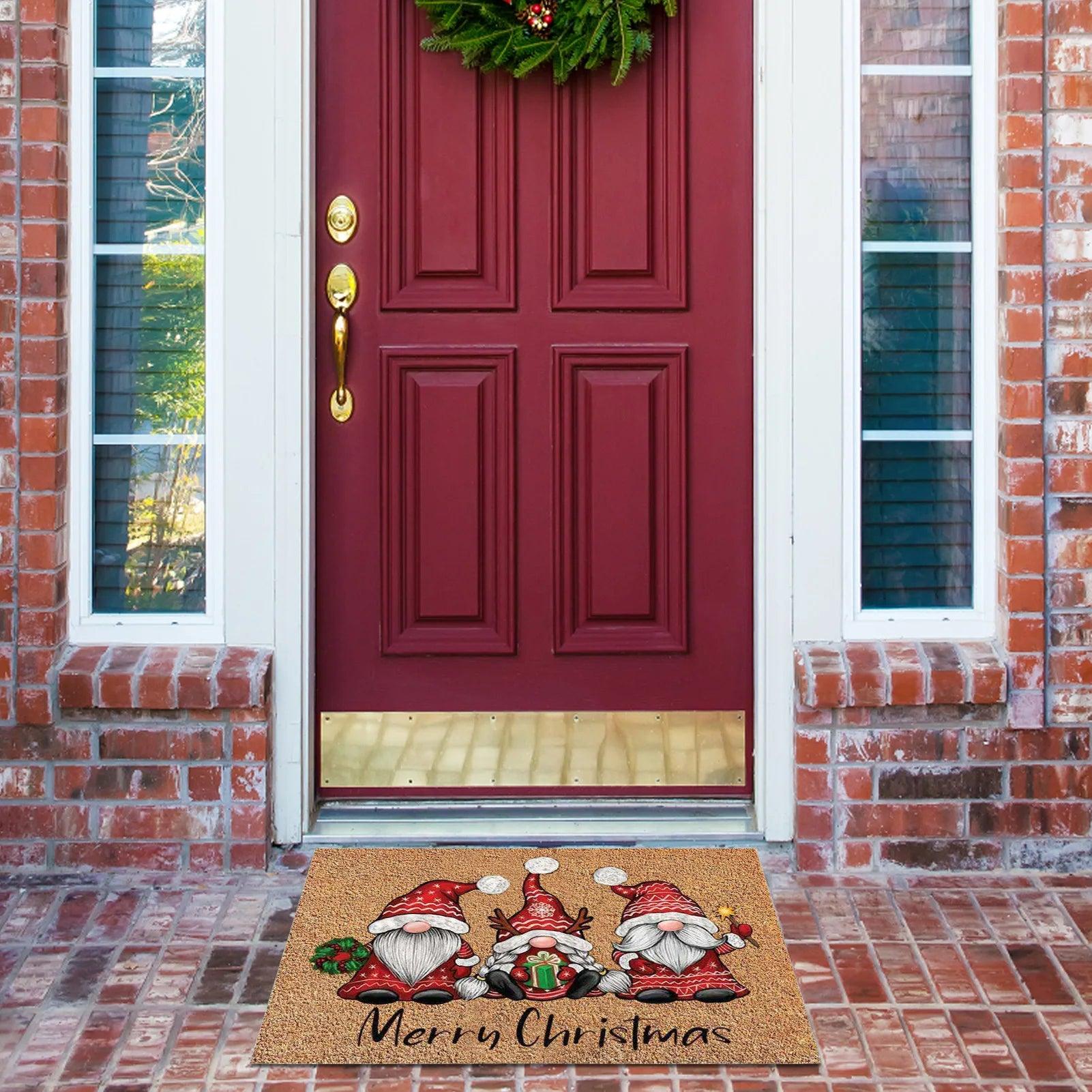 Christmas Welcome Gnome Doormat Front Porch Rugs Welcome Mat Christmas Gnome Door Mat Indoor Outdoor Doormats Entrance Carpet