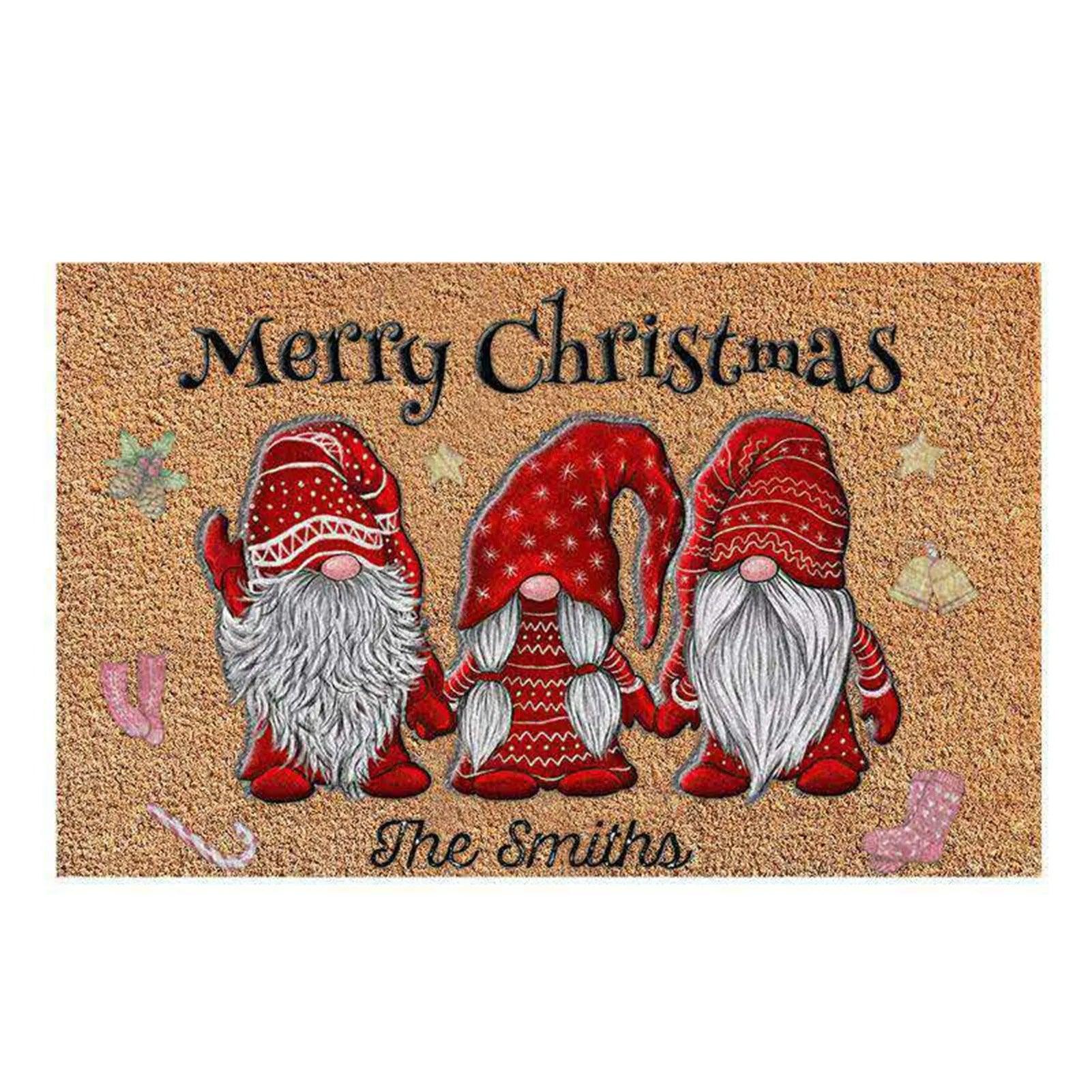 Christmas Welcome Gnome Doormat Front Porch Rugs Welcome Mat Christmas Gnome Door Mat Indoor Outdoor Doormats Entrance Carpet