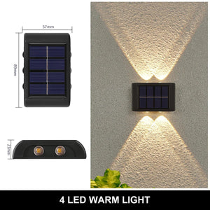 Christmas10/8/6/4LED Solar Wall Lamp Outdoor Waterproof Up and Down Luminous Lighting for Garden Fence Decoration Sunlight Light