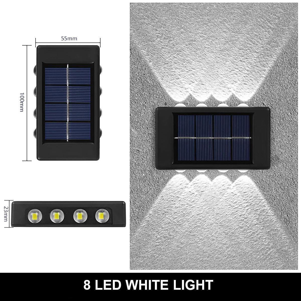 Christmas10/8/6/4LED Solar Wall Lamp Outdoor Waterproof Up and Down Luminous Lighting for Garden Fence Decoration Sunlight Light