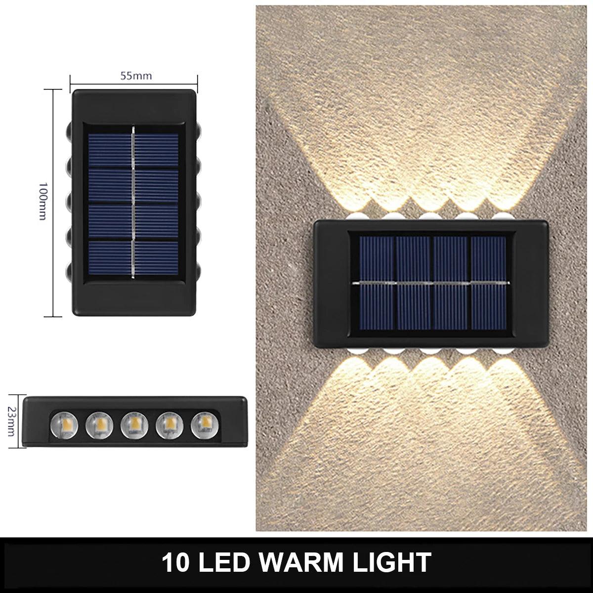 Christmas10/8/6/4LED Solar Wall Lamp Outdoor Waterproof Up and Down Luminous Lighting for Garden Fence Decoration Sunlight Light