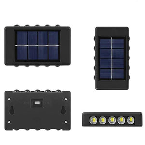 Christmas10/8/6/4LED Solar Wall Lamp Outdoor Waterproof Up and Down Luminous Lighting for Garden Fence Decoration Sunlight Light