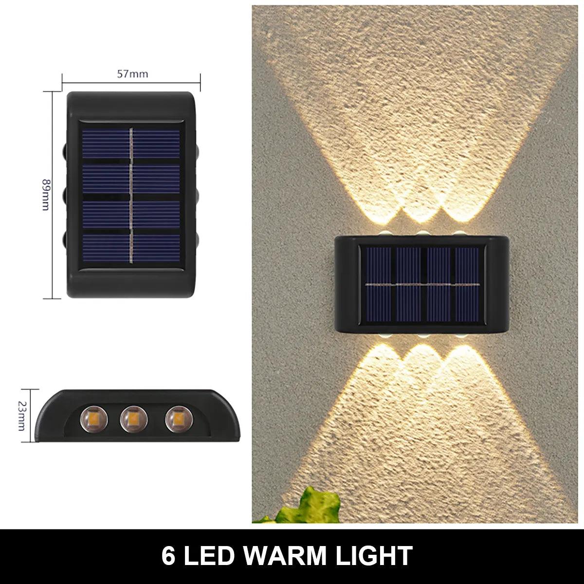 Christmas10/8/6/4LED Solar Wall Lamp Outdoor Waterproof Up and Down Luminous Lighting for Garden Fence Decoration Sunlight Light