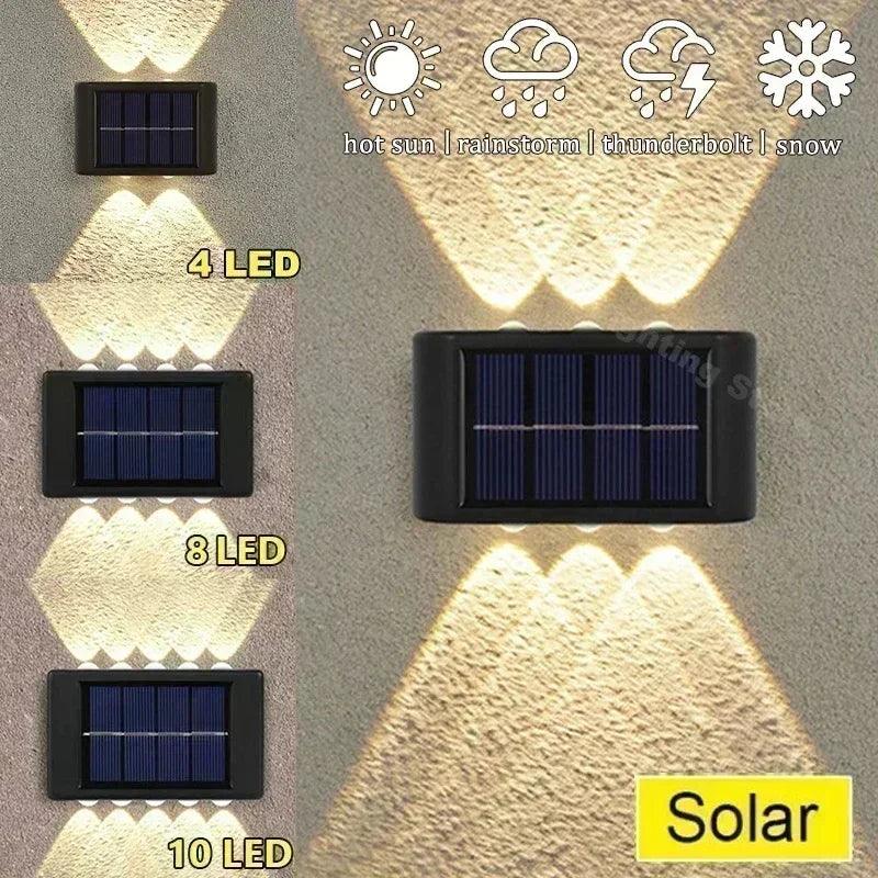 Christmas10/8/6/4LED Solar Wall Lamp Outdoor Waterproof Up and Down Luminous Lighting for Garden Fence Decoration Sunlight Light