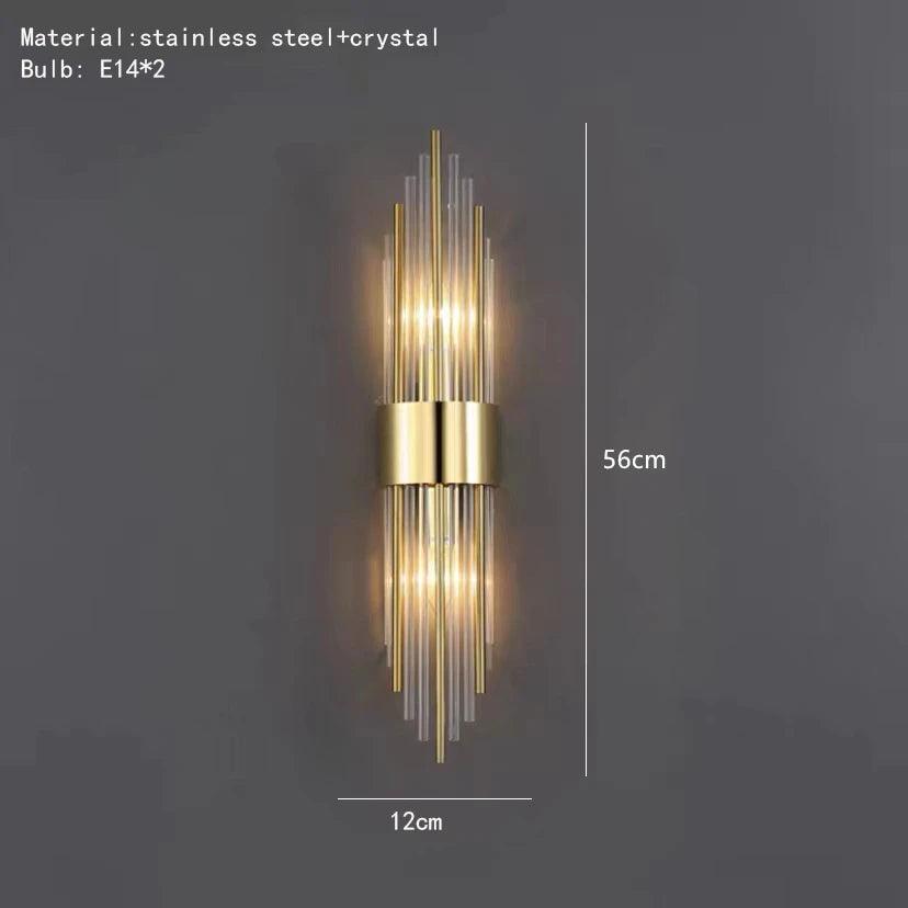 Clear Crystal LED Wall Lamp E14 Bulb Stainless Steel Wall Lights For Foyer Bedroom Aisle Dining Room Gold Black Sconces