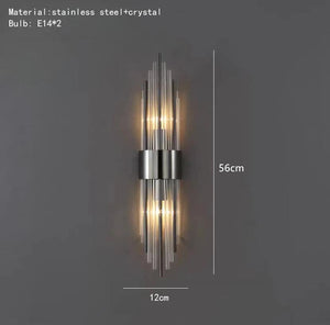 Clear Crystal LED Wall Lamp E14 Bulb Stainless Steel Wall Lights For Foyer Bedroom Aisle Dining Room Gold Black Sconces