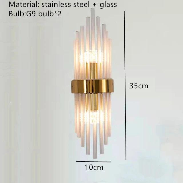 Clear Crystal LED Wall Lamp E14 Bulb Stainless Steel Wall Lights For Foyer Bedroom Aisle Dining Room Gold Black Sconces