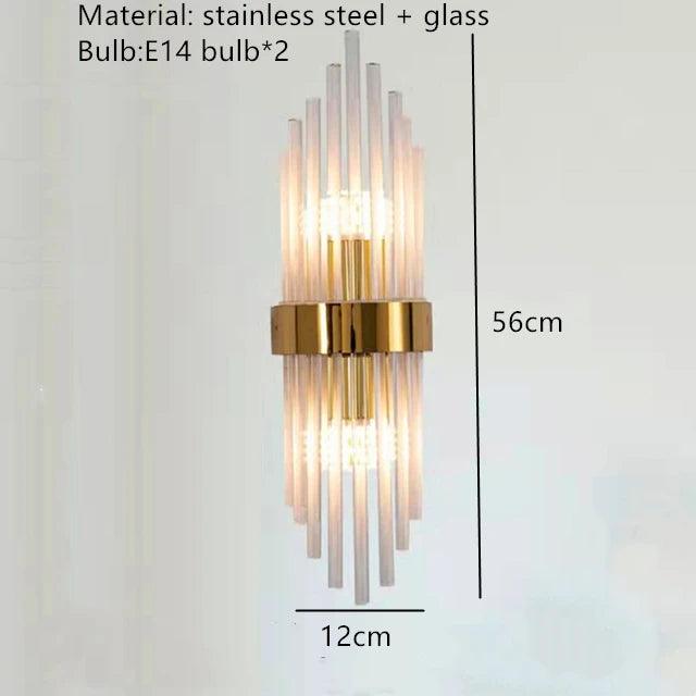 Clear Crystal LED Wall Lamp E14 Bulb Stainless Steel Wall Lights For Foyer Bedroom Aisle Dining Room Gold Black Sconces