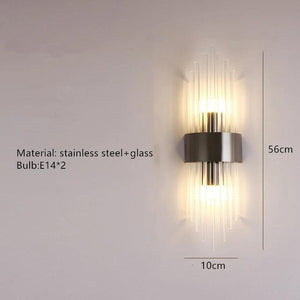 Clear Crystal LED Wall Lamp E14 Bulb Stainless Steel Wall Lights For Foyer Bedroom Aisle Dining Room Gold Black Sconces