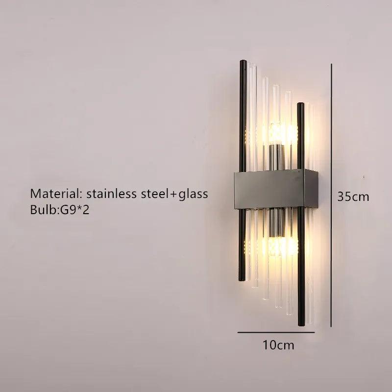 Clear Crystal LED Wall Lamp E14 Bulb Stainless Steel Wall Lights For Foyer Bedroom Aisle Dining Room Gold Black Sconces