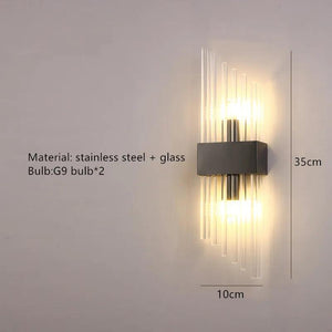 Clear Crystal LED Wall Lamp E14 Bulb Stainless Steel Wall Lights For Foyer Bedroom Aisle Dining Room Gold Black Sconces