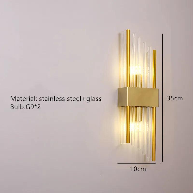 Clear Crystal LED Wall Lamp E14 Bulb Stainless Steel Wall Lights For Foyer Bedroom Aisle Dining Room Gold Black Sconces