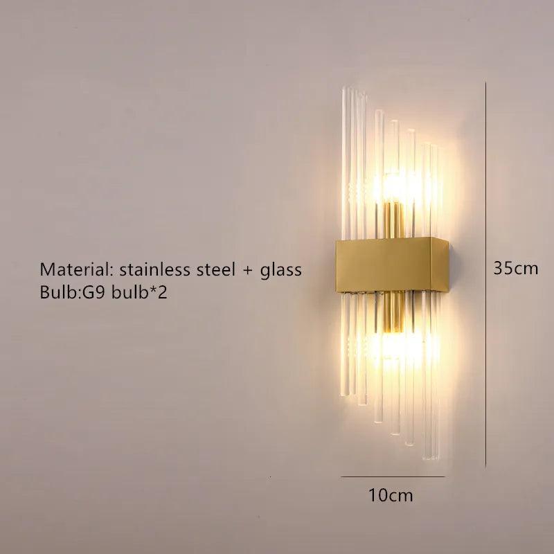 Clear Crystal LED Wall Lamp E14 Bulb Stainless Steel Wall Lights For Foyer Bedroom Aisle Dining Room Gold Black Sconces