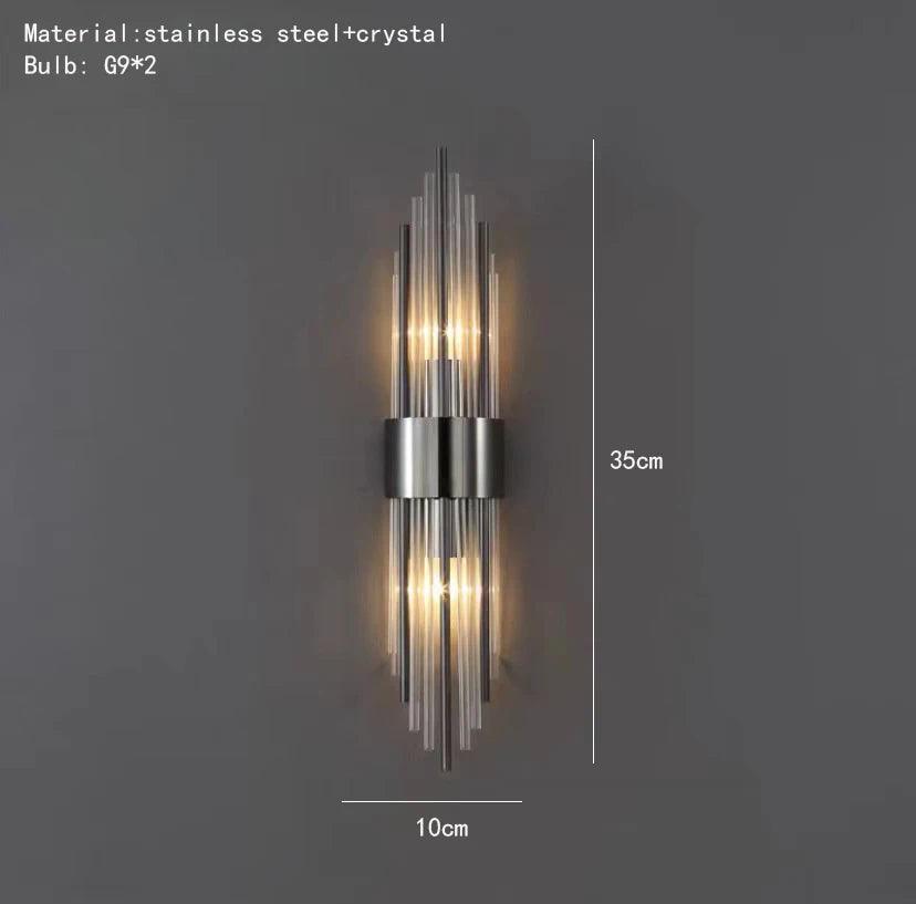 Clear Crystal LED Wall Lamp E14 Bulb Stainless Steel Wall Lights For Foyer Bedroom Aisle Dining Room Gold Black Sconces