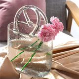 Clear Glass Bag vase Clear Cool & Cute vase for centerpieces Fish Bowl Handbag Unique Flower vase Decorative