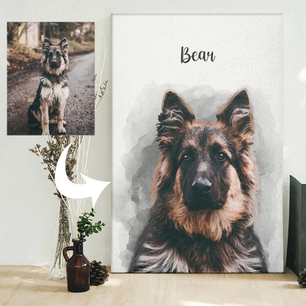 Color Custom Pet Portrait Personalized Poster Christmas Gift Canvas Painting Animal Dog Art Print Wall Pictures Living Room Deco