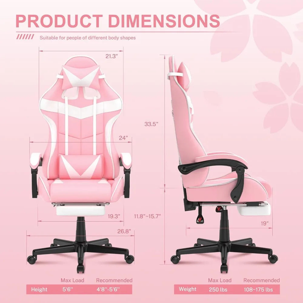 Computer Armchair Girlfriend Computer Gaming Chair Pink Gaming Chair With Footrest Sister Wife and Love (Pink) Desk Gamer Office