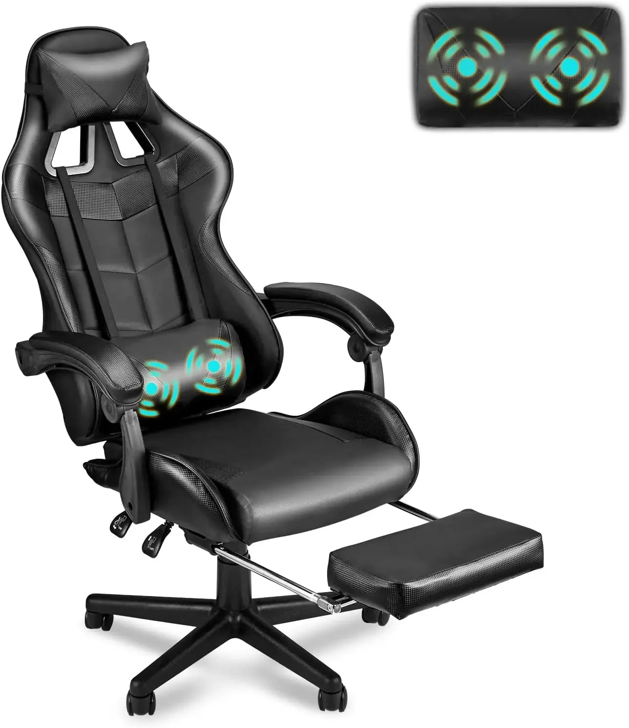 Computer Chair Office Ergonomic Gamer Chair Black Gaming Chairs With Footrest Mobile Armchair Relaxing Backrest Reclining Wheels