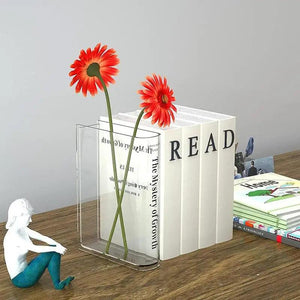 Creative Book Flower Vase Acrylic Flower Vase Plant Vases Decorative Modern Decorative Bottles For Wedding Gift Home Decor