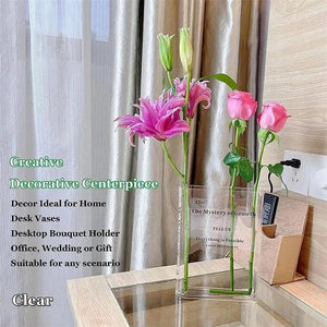 Creative Book Flower Vase Acrylic Flower Vase Plant Vases Decorative Modern Decorative Bottles For Wedding Gift Home Decor