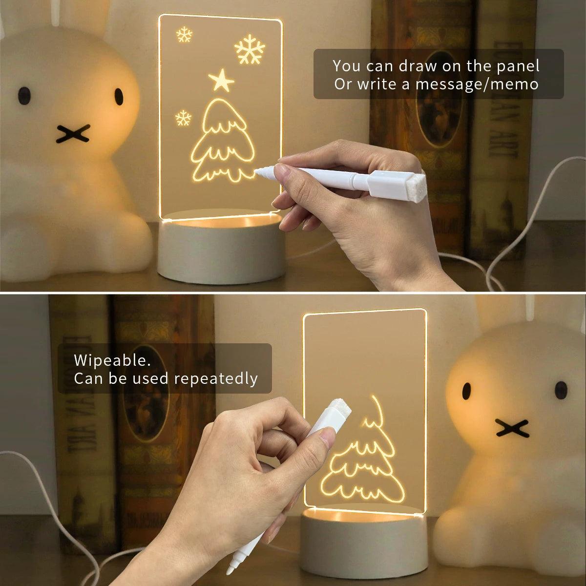 Creative Note Board Table Led Night Light USB Message Board Holiday Light With Pen For Children Girlfriend Decoration Desk Lamp