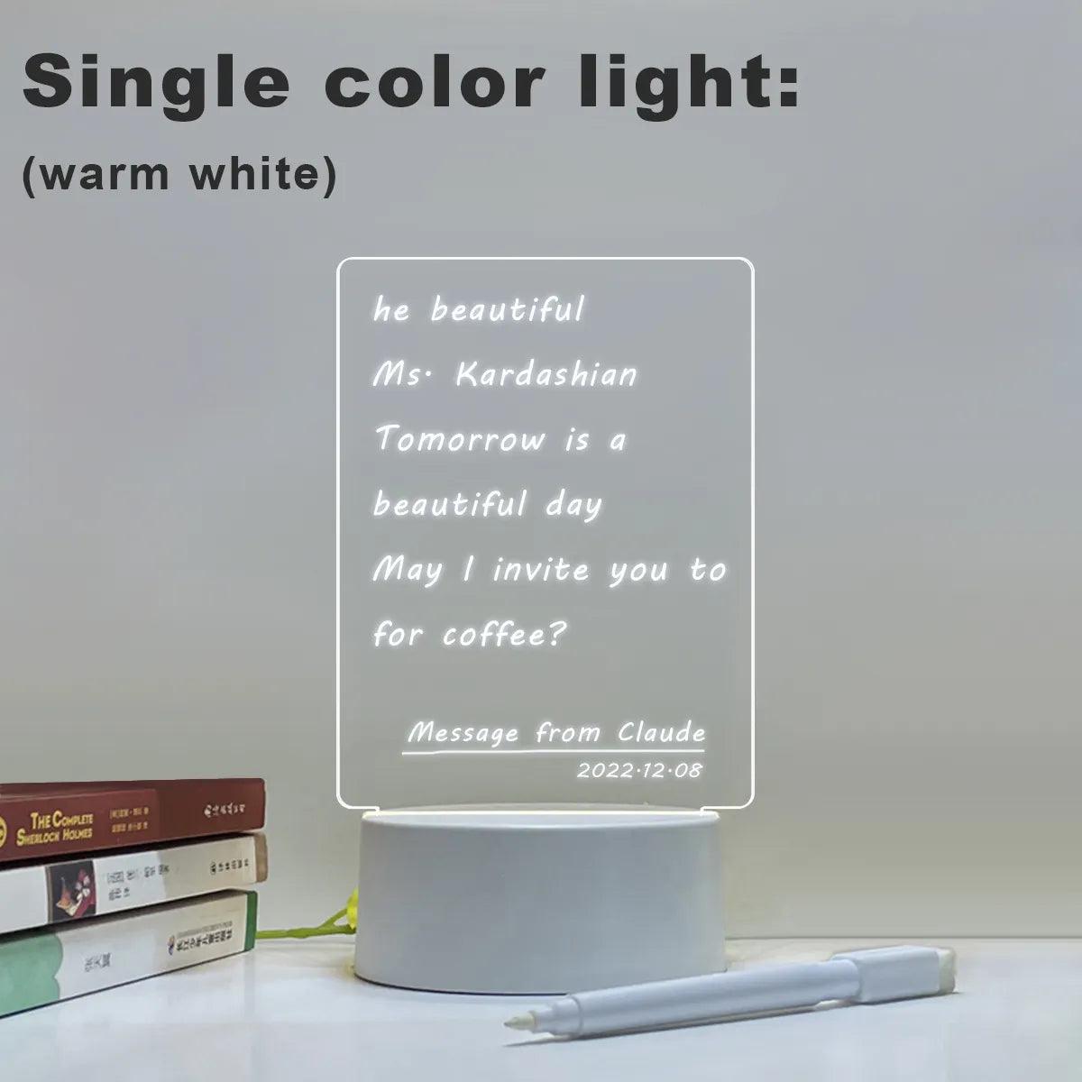 Creative Note Board Table Led Night Light USB Message Board Holiday Light With Pen For Children Girlfriend Decoration Desk Lamp